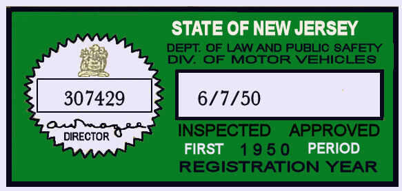 (image for) 1950 New Jersey 1st Period INSPECTION Sticker